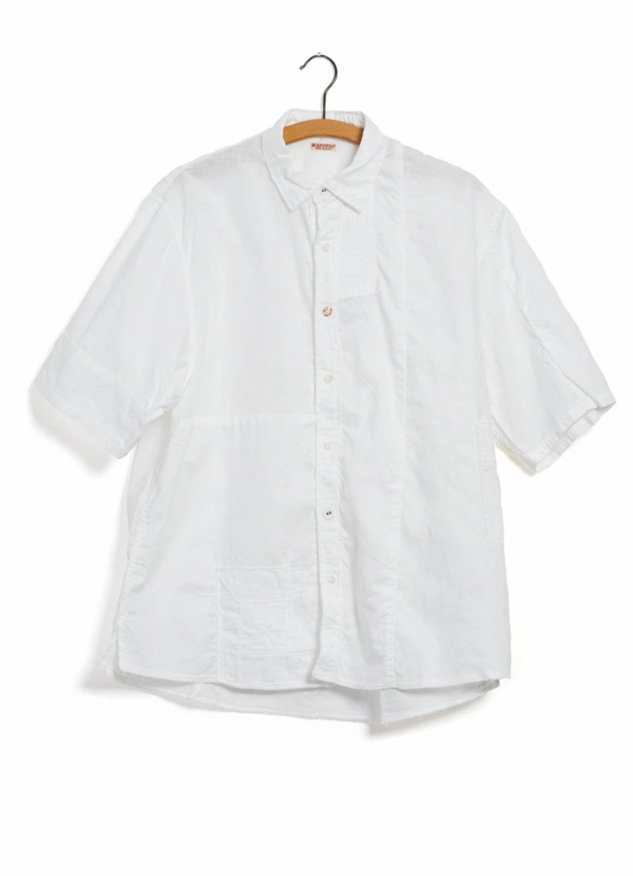 Tops * | Kapital Katmandu | Short Sleeve Patch Shirt | White