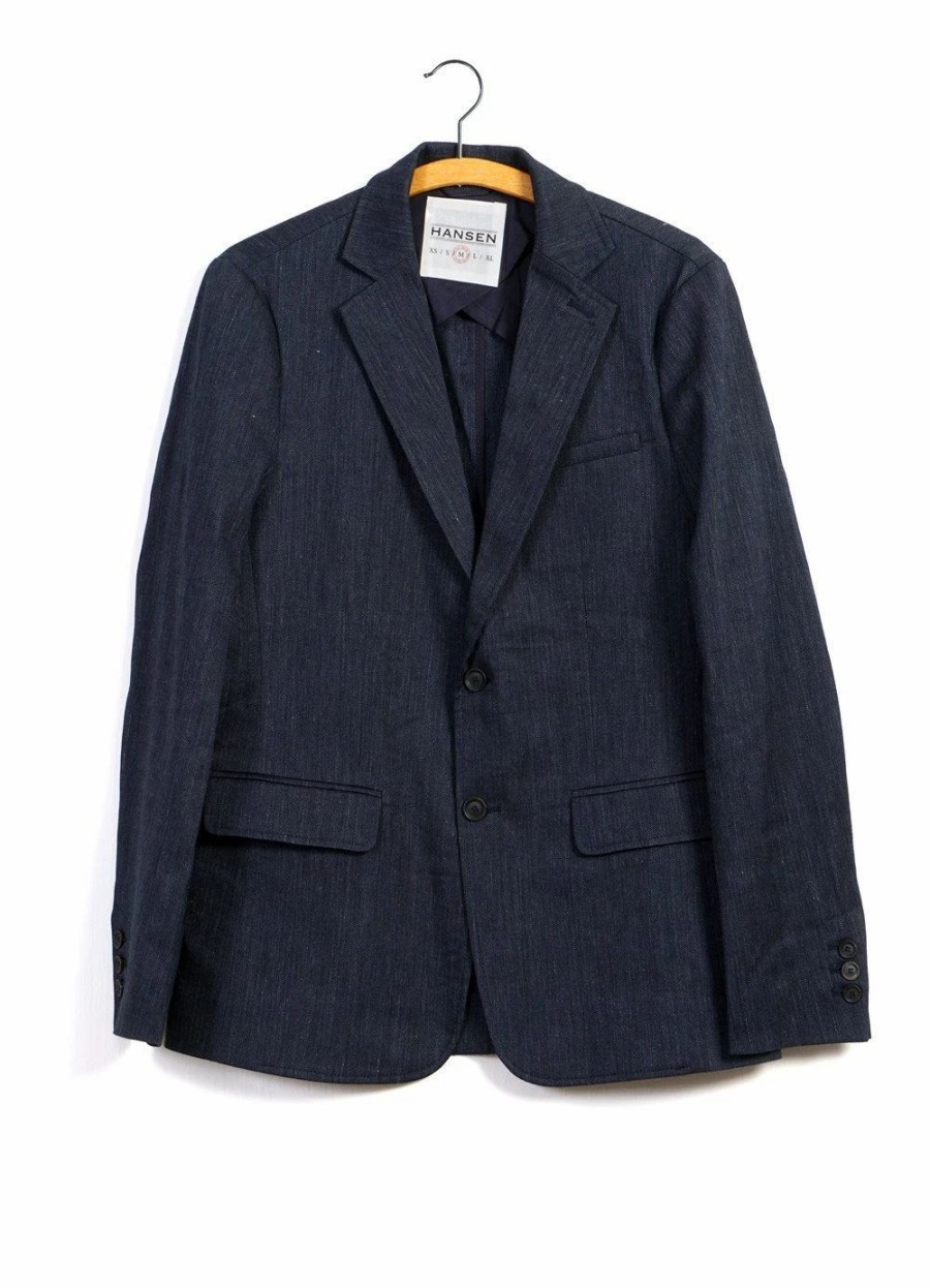 Tops * | Hansen Garments Kristian | Two Button Blazer | Navy Melange