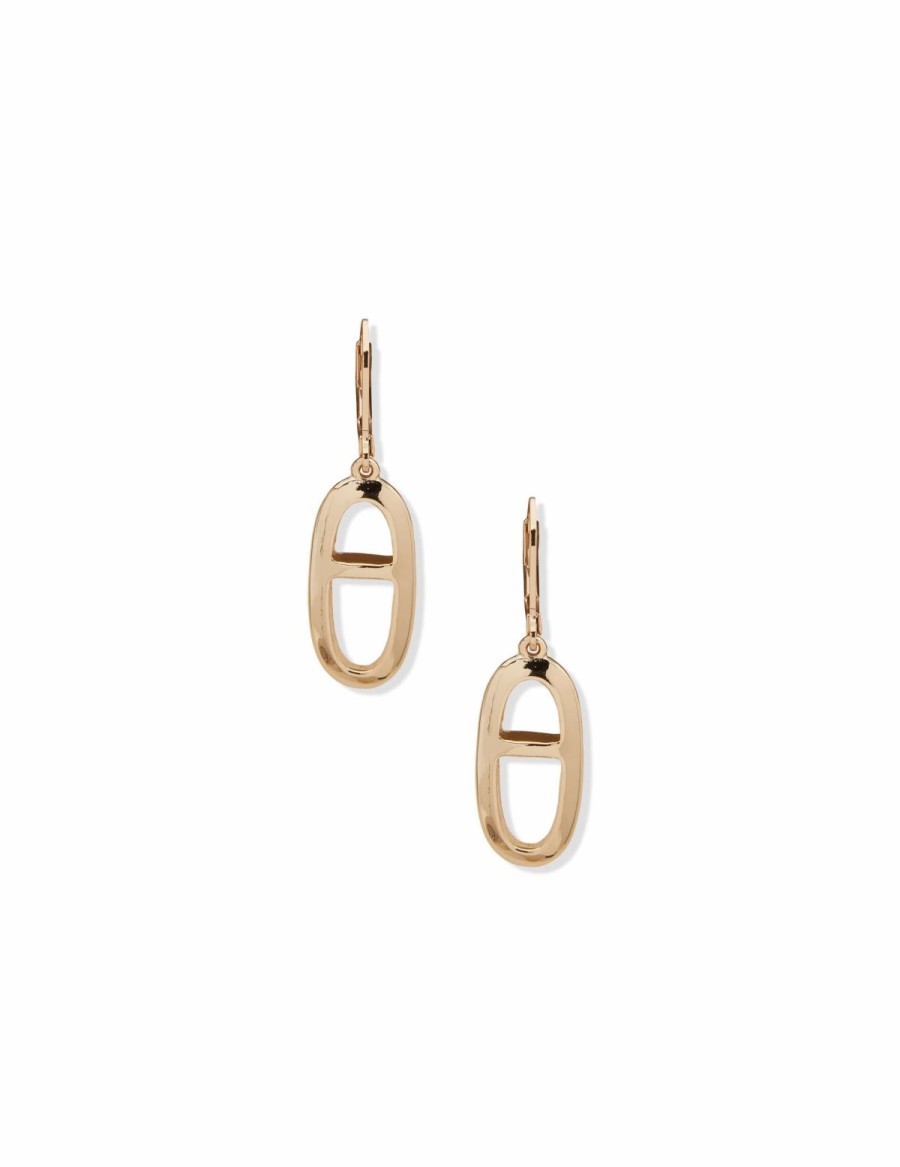 Watches & Jewelry * | The Jewelry Group Link Levback Drop Earring Gold Tone