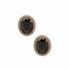 Watches & Jewelry * | The Jewelry Group Oval Halo Button Jet Pierced Earrings Gold Tone