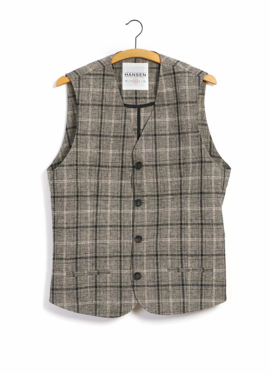 Tops * | Hansen Garments Daniel | Four Button Waistcoat | Check 1