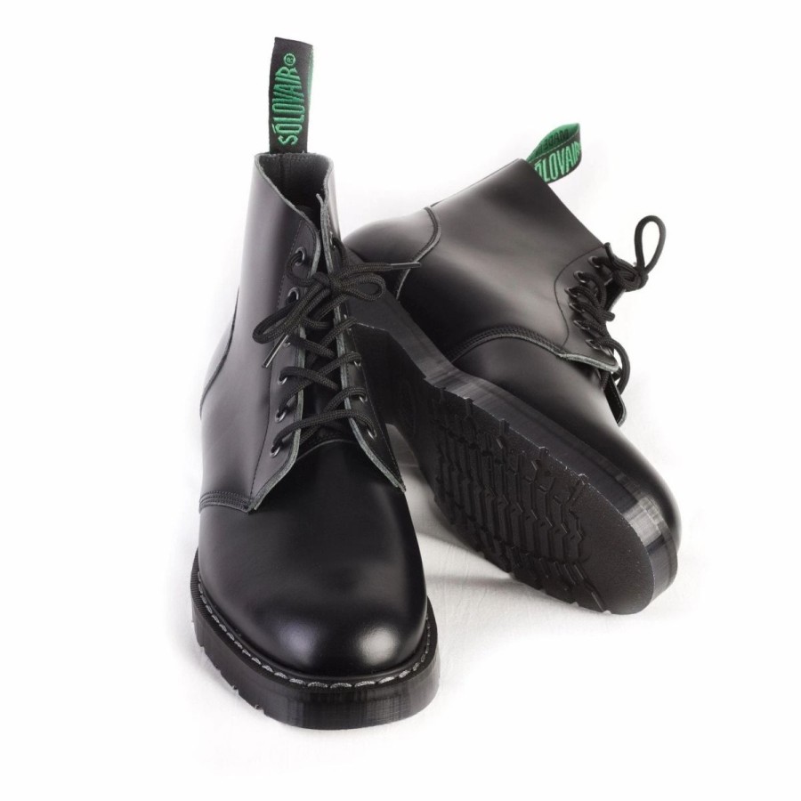 Footwear * | Solovair Astronaut Derby Boot | 6 Eye Hi Shine | Black