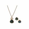 Watches & Jewelry * | The Jewelry Group Tear Drop Pendant Necklace And Earring Set In Pouch Gold Tone/Green