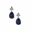 Watches & Jewelry * | The Jewelry Group Pear Stone Drop Post Sapphire Pierced Earrings Silver Tone