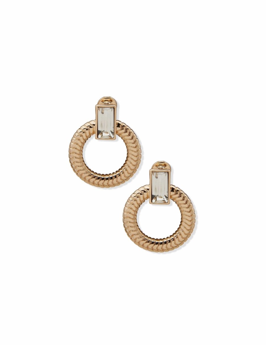 Watches & Jewelry * | The Jewelry Group Omega Chain Doorknocker Clip Earrings Gold Tone