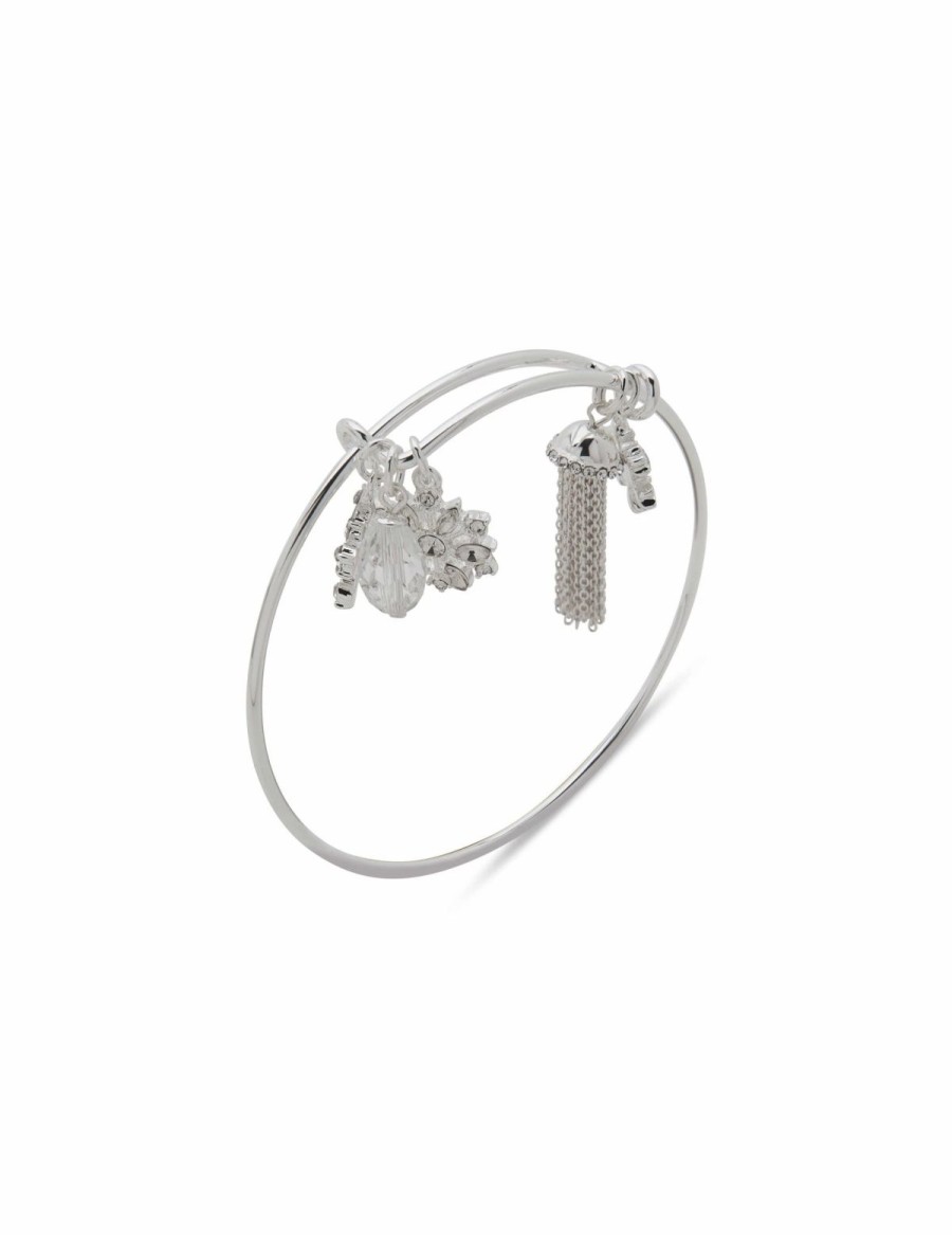 Watches & Jewelry * | The Jewelry Group Snowflake Charm Crystal Bracelet In Gift Box Silver Tone