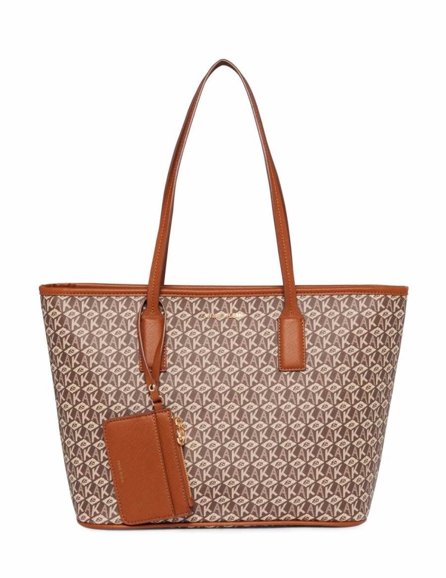 Handbags * | Madden Handbags Ak Cube Logo Tote Cream-Brown / Saddle