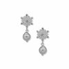 Watches & Jewelry * | The Jewelry Group Snowflake Drop With Pearl Pierced Earrings Silver Tone