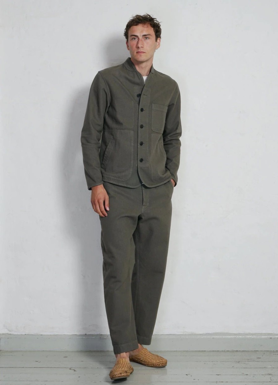 Tops * | Hansen Garments Erling | Refined Work Jacket | Green Grey