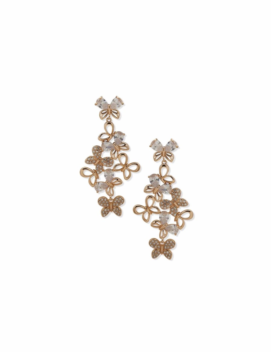 Watches & Jewelry * | The Jewelry Group Butterfly Chandelier Earrings Gold Tone