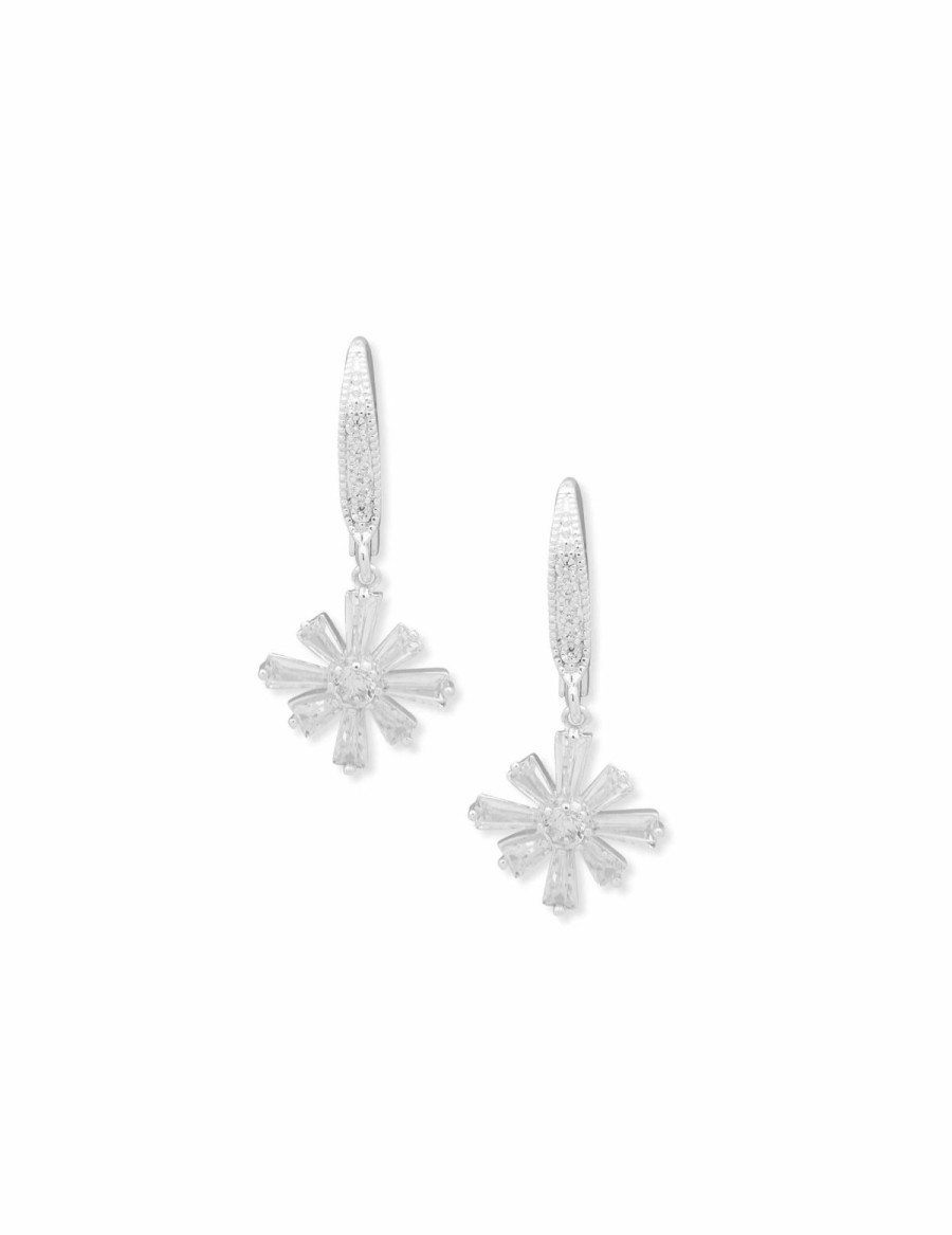 Watches & Jewelry * | The Jewelry Group Baguette Cluster Drop Pierced Earrings Silver Tone