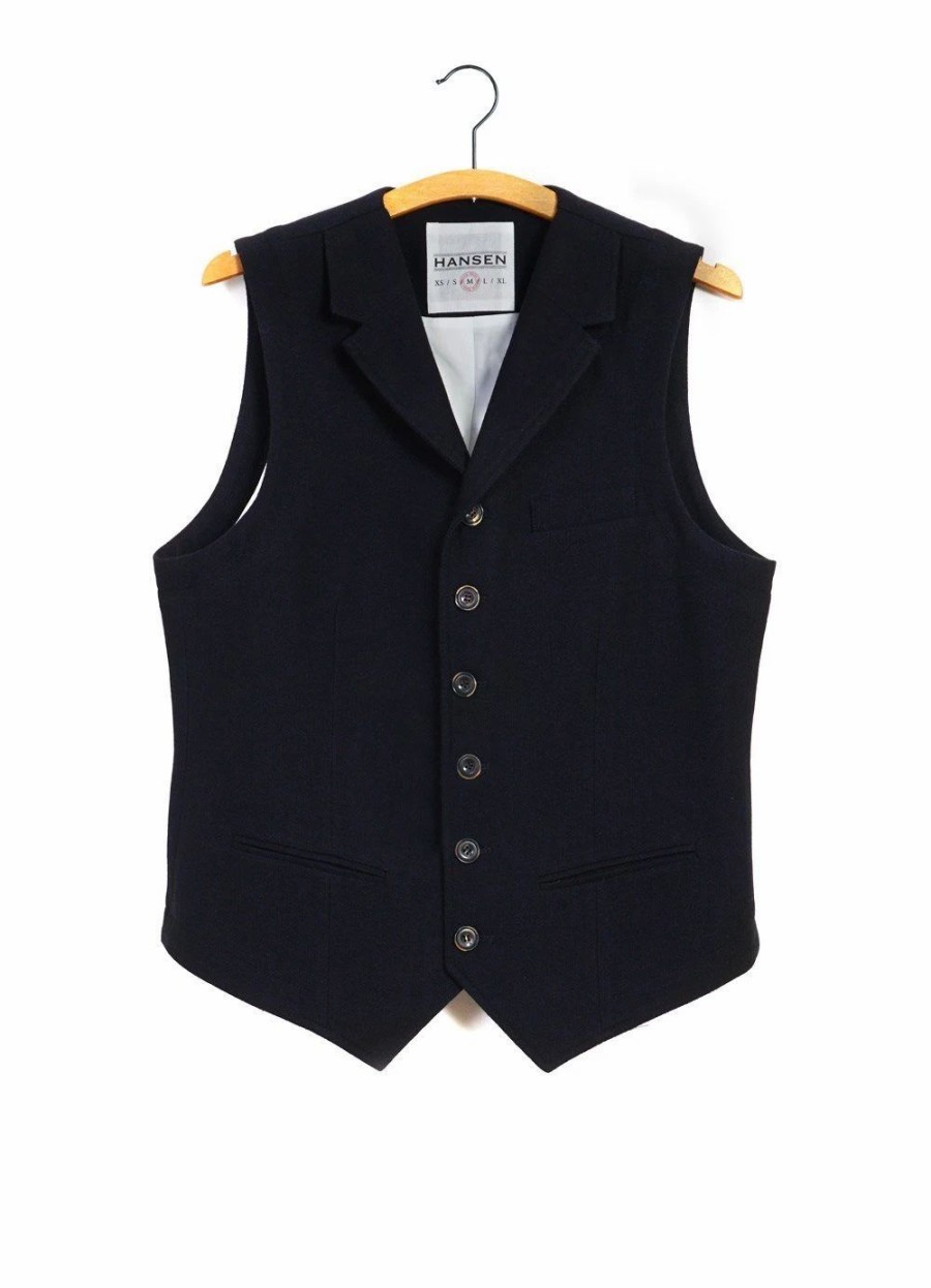 Tops * | Hansen Garments William | Lapel Waistcoat | Deep Indigo