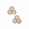 Watches & Jewelry * | The Jewelry Group White Flower Button Clip Earrings Gold-Tone