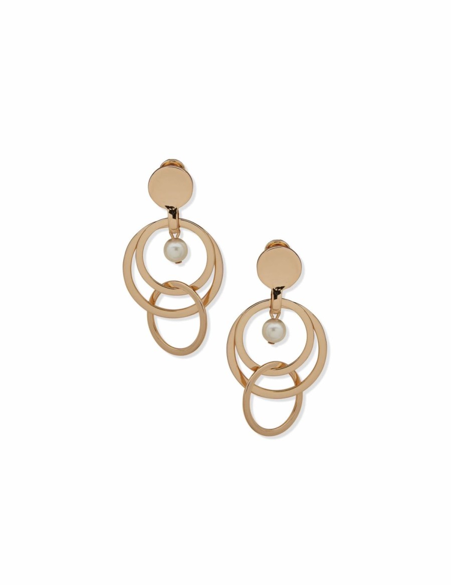 Watches & Jewelry * | The Jewelry Group Orbital Drop Clip Earrings With Pearl Gold Tone