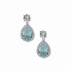 Watches & Jewelry * | The Jewelry Group Halo Pear Aqua Stud Earrings Silver-Tone