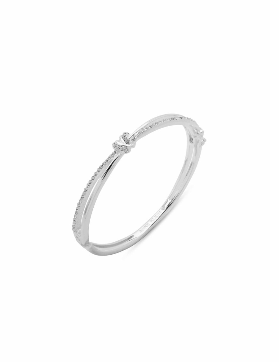 Watches & Jewelry * | The Jewelry Group Hinge Bangle With Knot Bracelet Silver Tone