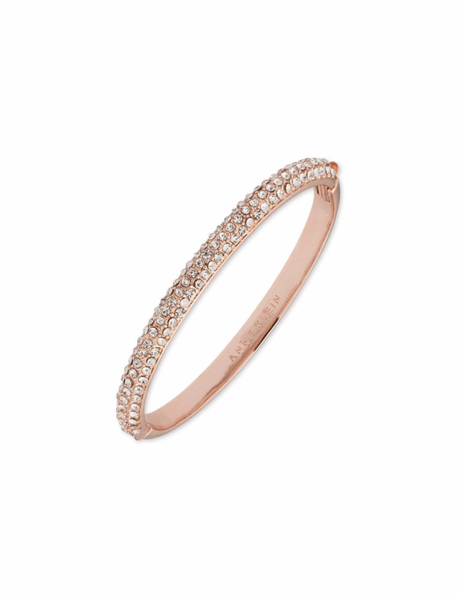 Watches & Jewelry * | The Jewelry Group Crystal Pave Bangle Bracelet Rose Gold-Tone