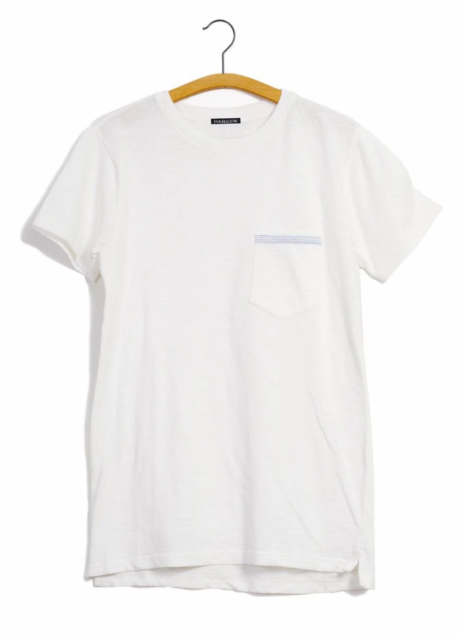 Tops * | Hansen Garments James | Crew Neck Pocket T | White