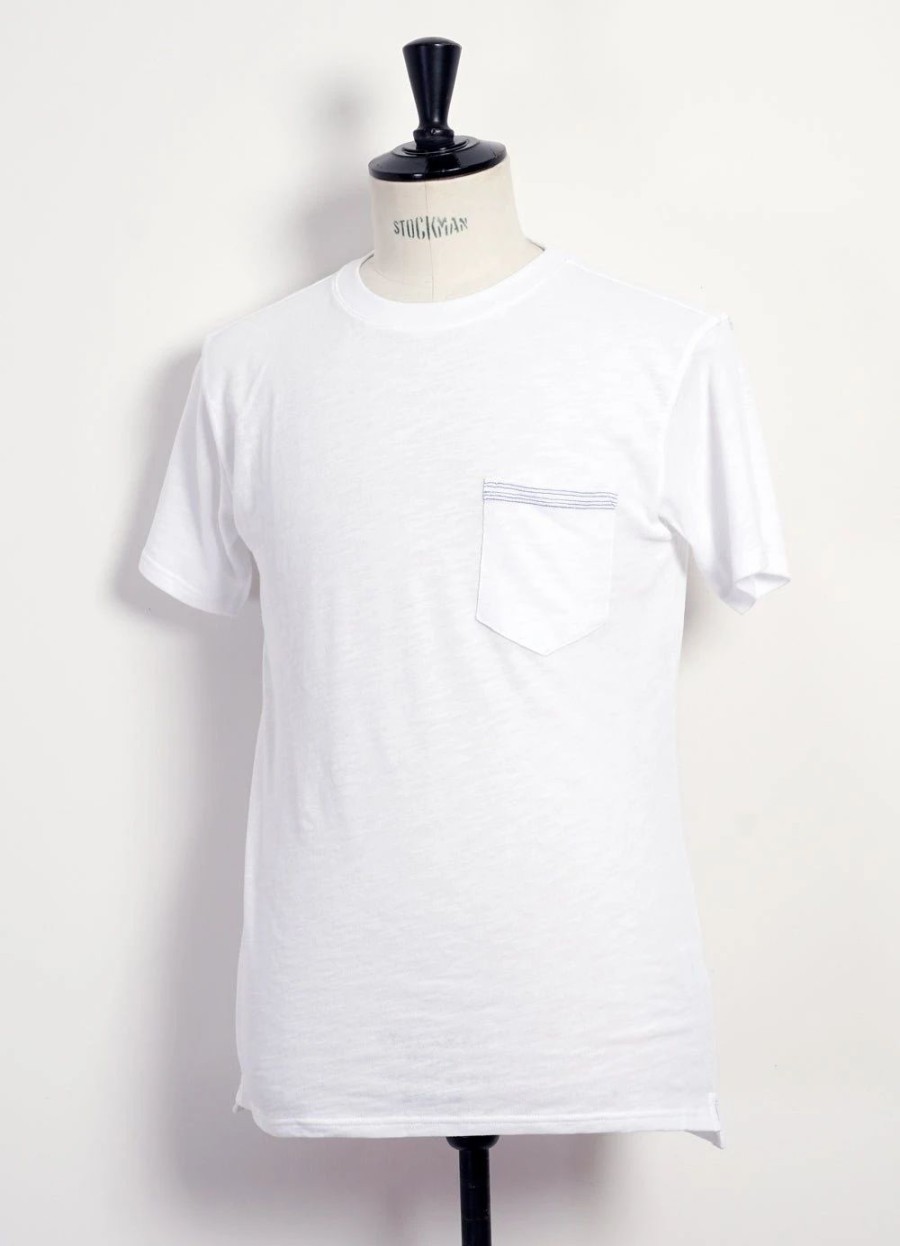 Tops * | Hansen Garments James | Crew Neck Pocket T | White