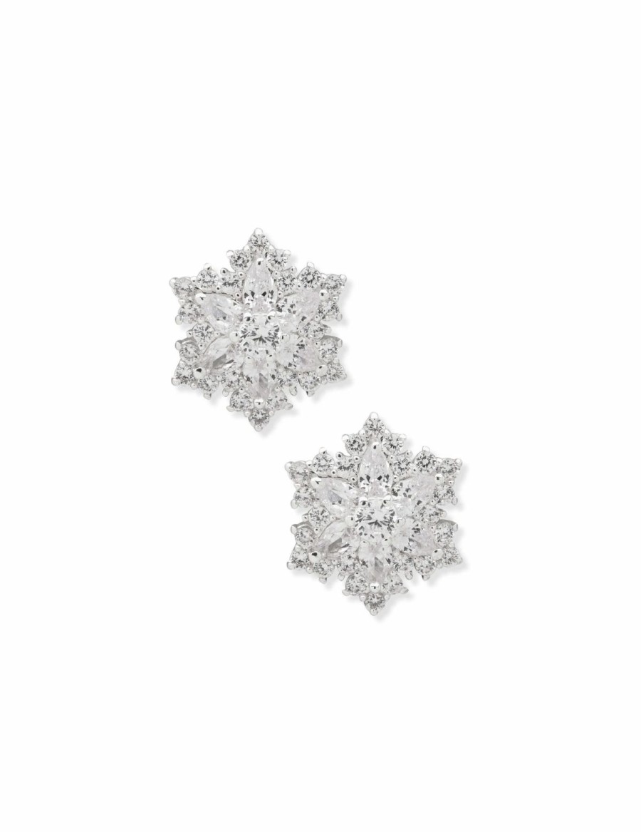 Watches & Jewelry * | The Jewelry Group Button Snowflake Pierced Earrings Silver Tone