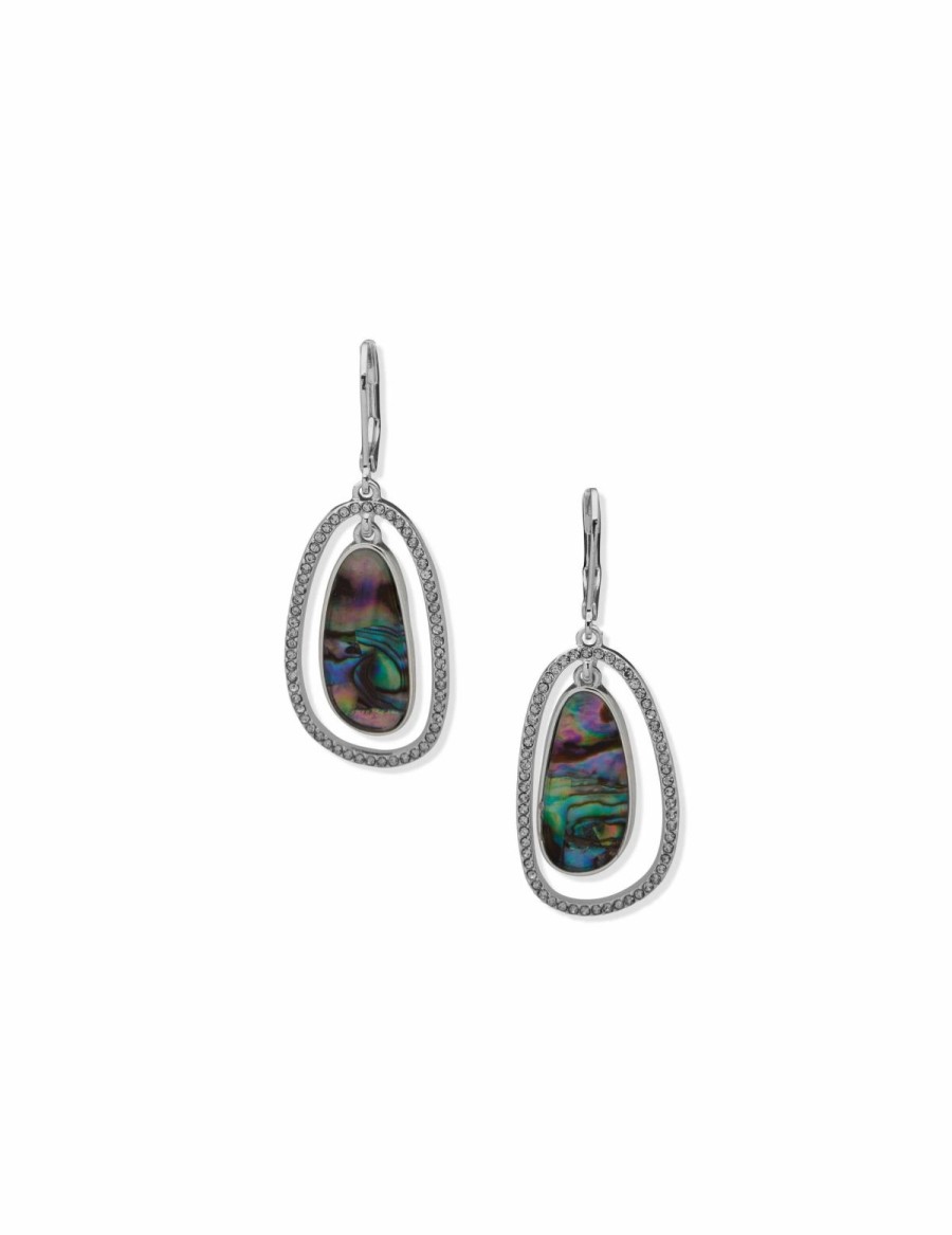 Watches & Jewelry * | The Jewelry Group Orbital Abalone Pierced Earrings Silver Tone