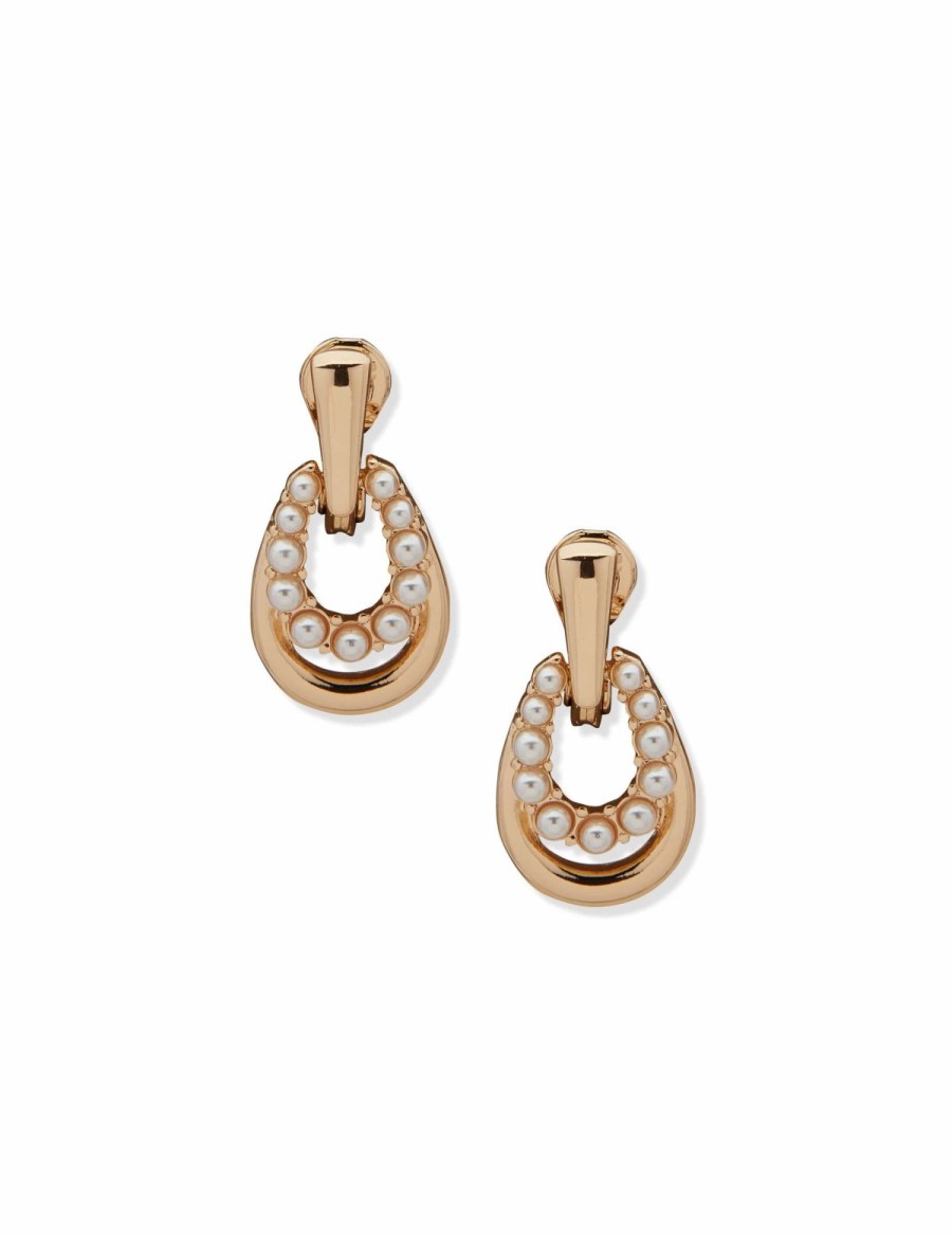 Watches & Jewelry * | The Jewelry Group Caviar Pearl Doorknocker Clip Earrings Gold Tone