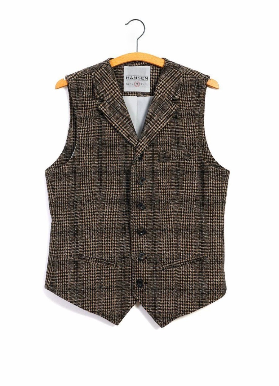 Tops * | Hansen Garments William | Lapel Waistcoat | Checkered