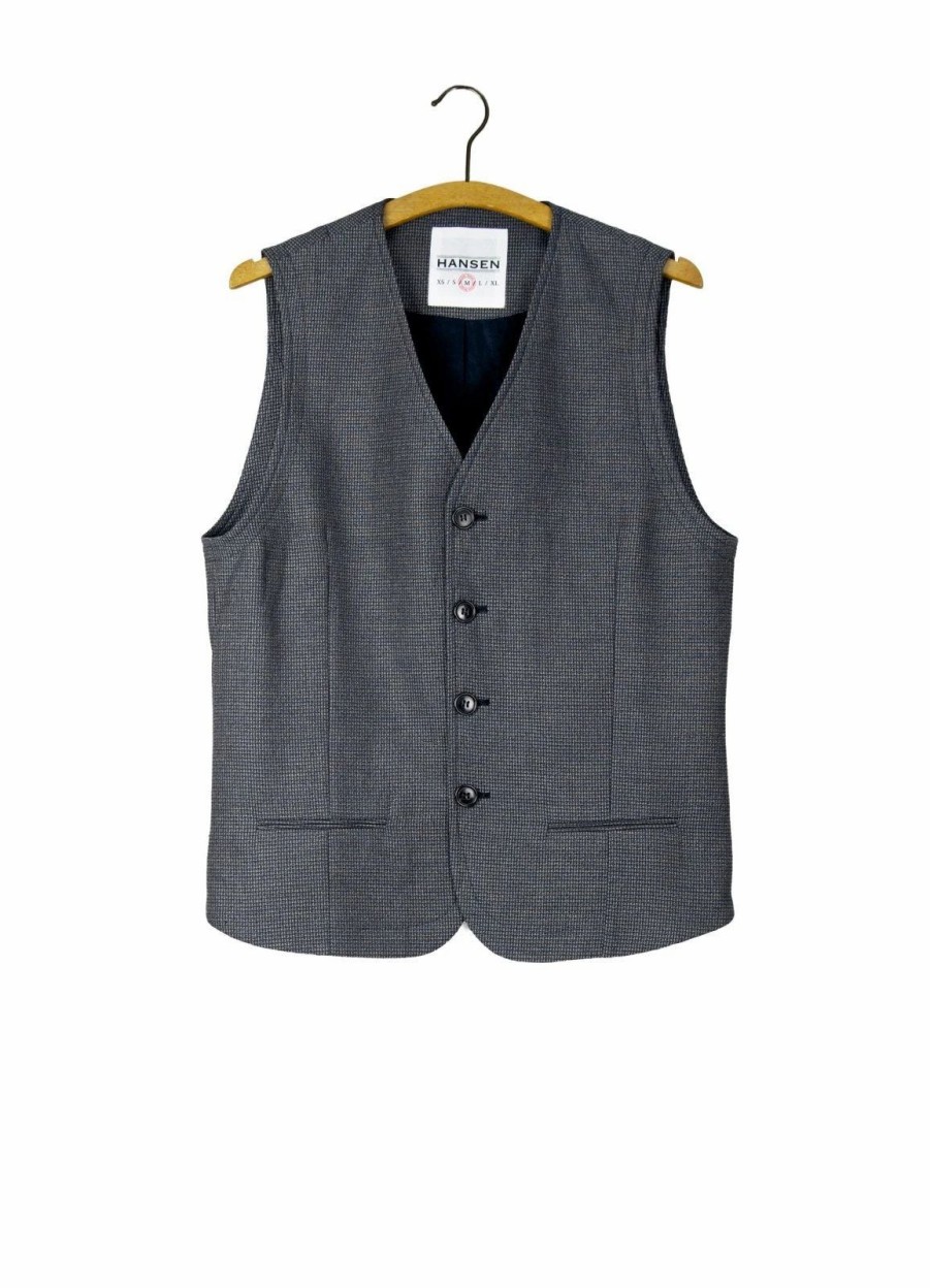 Tops * | Hansen Garments Daniel | Classic Casual Vest | Indigo Grey