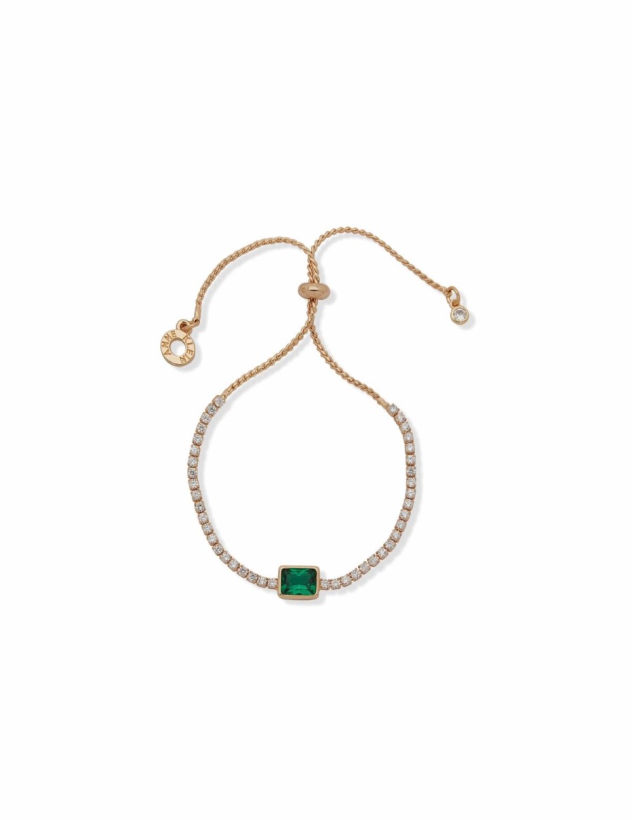 Watches & Jewelry * | The Jewelry Group Emerald Slider Bracelet Gold Tone