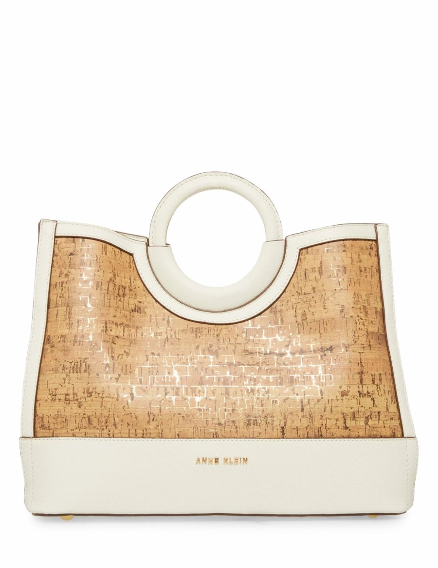 Handbags * | Madden Handbags Cork Rounded Top Handle Satchel Anne White / Cork