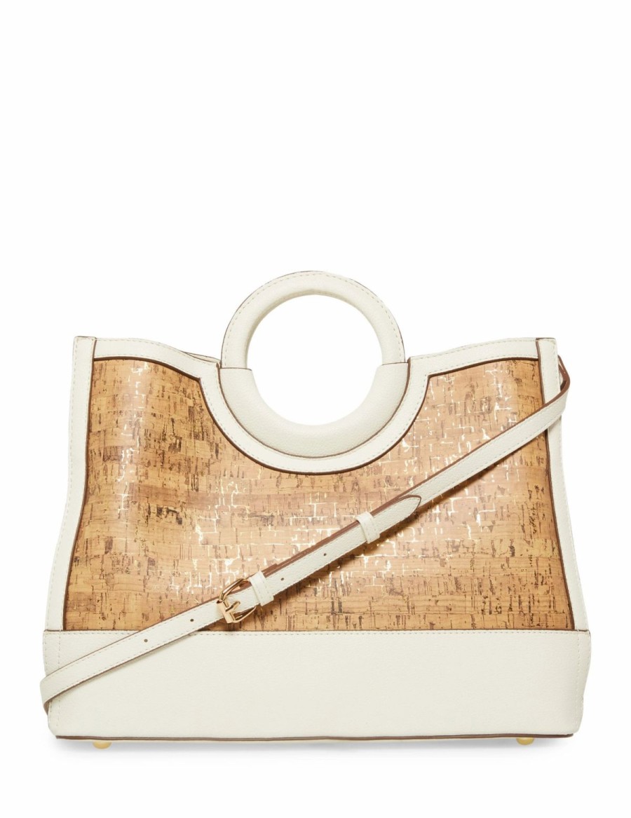 Handbags * | Madden Handbags Cork Rounded Top Handle Satchel Anne White / Cork