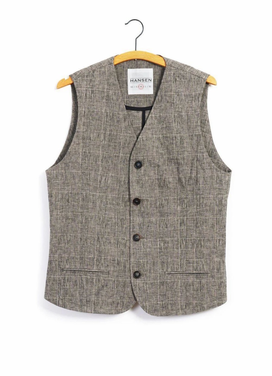 Tops * | Hansen Garments Daniel | Four Button Waistcoat | Check 2