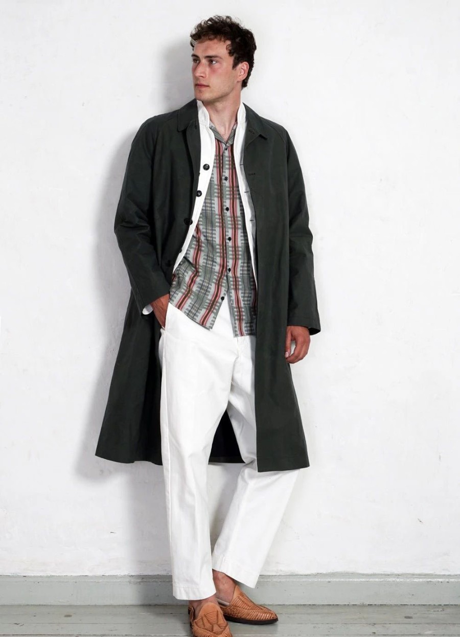 Tops * | Hansen Garments Morten | Long Windbreaker Coat | Dark Sage