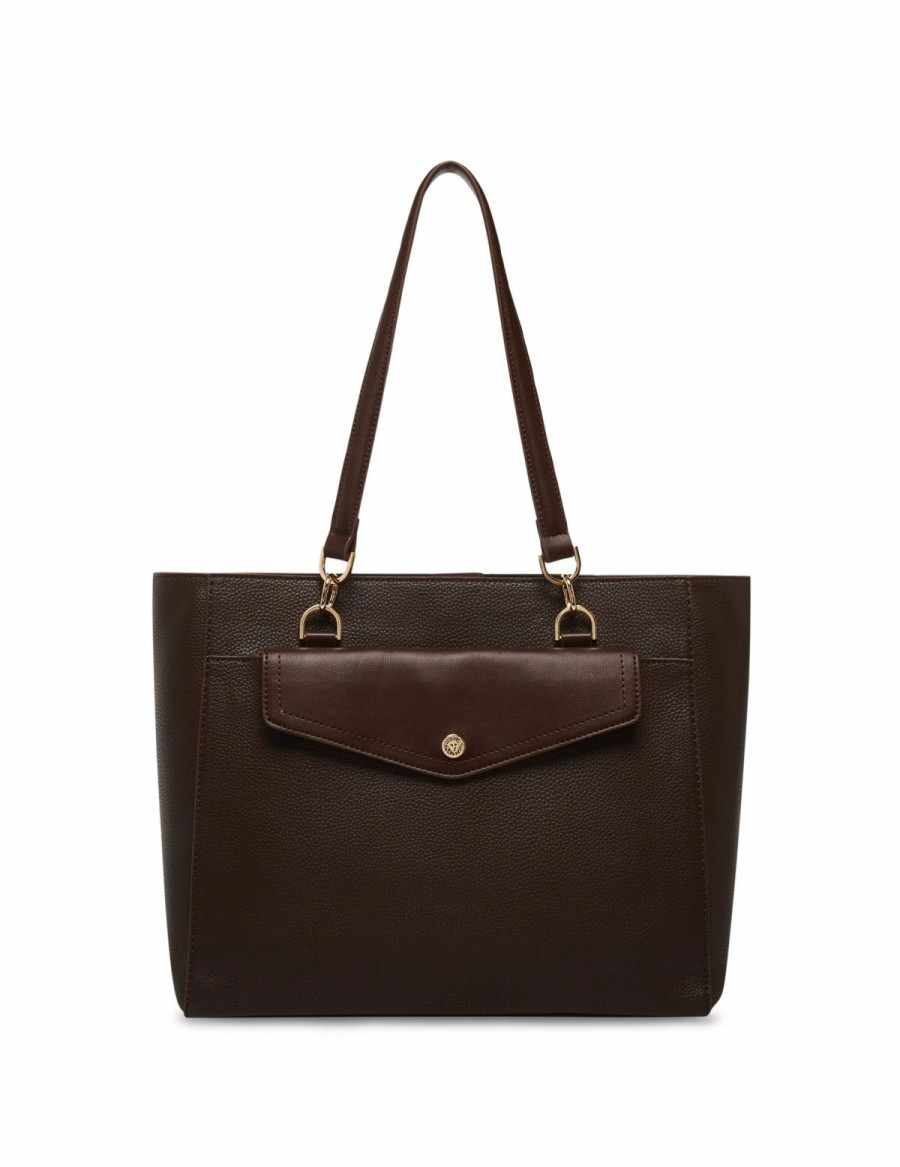 Handbags * | Madden Handbags Large Tote With Pouch Espresso/Espresso/Milk Choc-Drk Choc