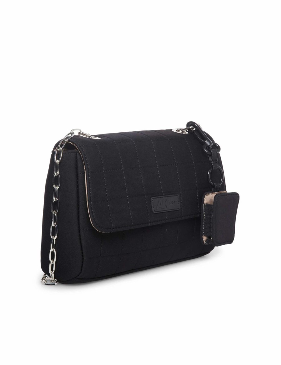 Handbags * | Madden Handbags Quilted Neoprene Flap Shoulder Bag Black