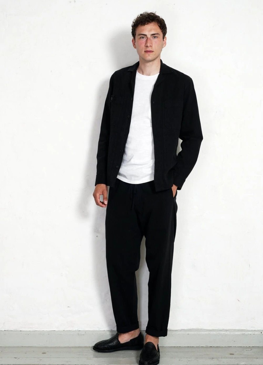 Tops * | Hansen Garments Sam | Casual Over Shirt | Black