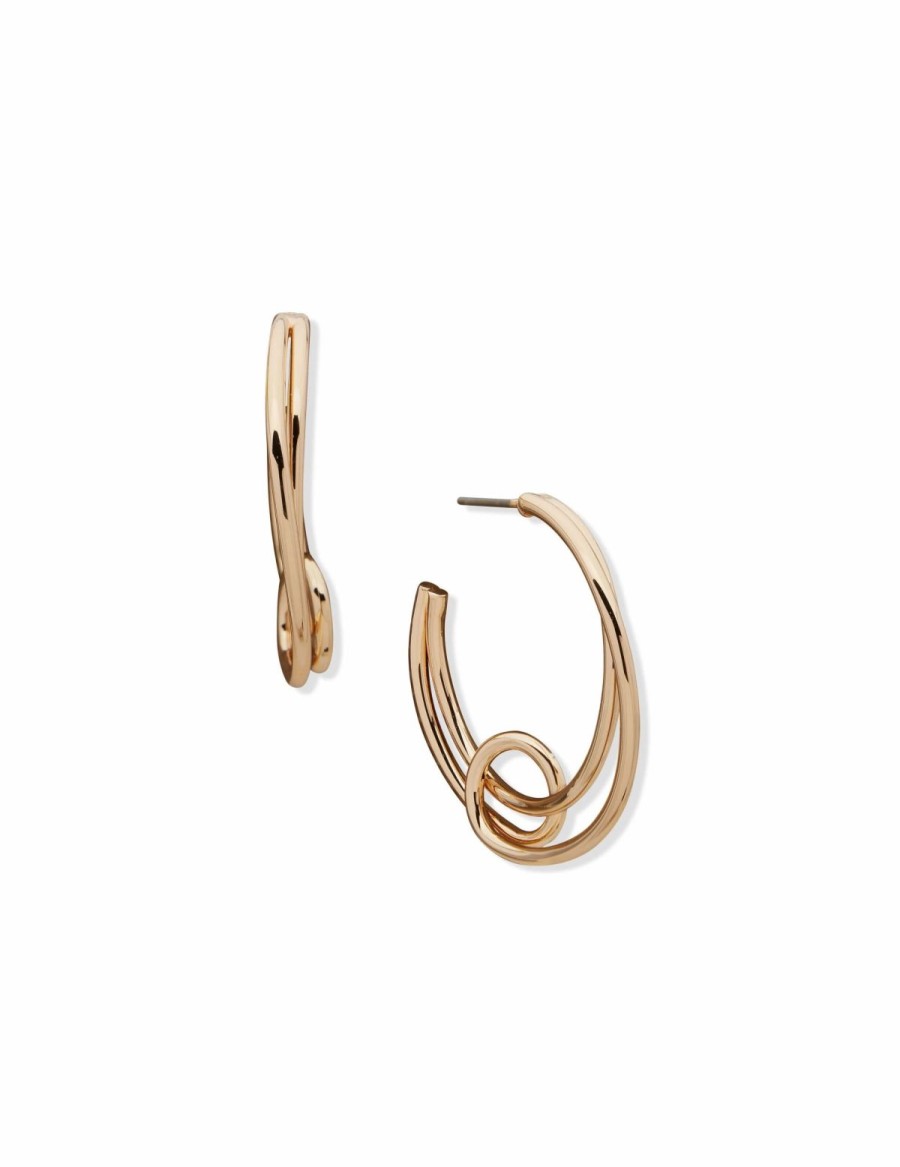 Watches & Jewelry * | The Jewelry Group C Hoop Pierced Earrings Gold Tone