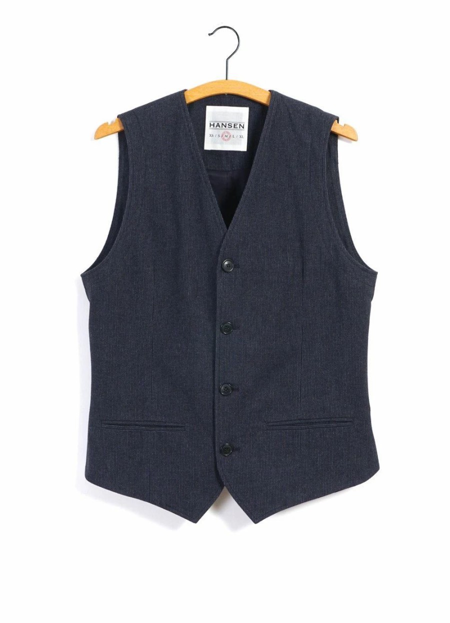 Tops * | Hansen Garments Daniel | Classic Waistcoat | Brushed Blue