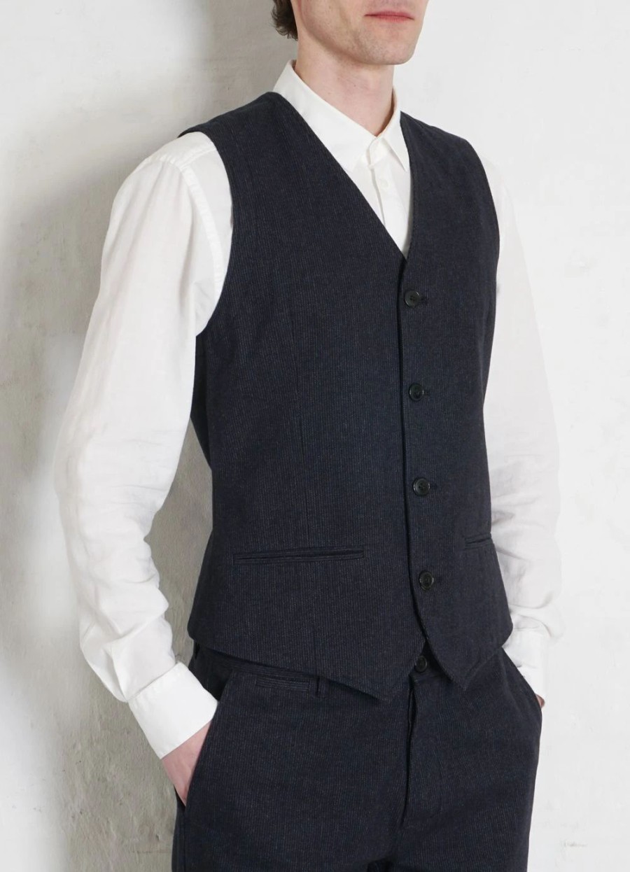 Tops * | Hansen Garments Daniel | Classic Waistcoat | Brushed Blue