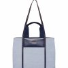 Handbags * | Madden Handbags Medium Color Blocked Canvas Tote Navy- Cream/ Distant Mountain