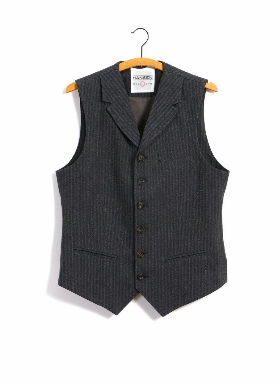 Tops * | Hansen Garments William | Lapel Waistcoat | Grey Pin