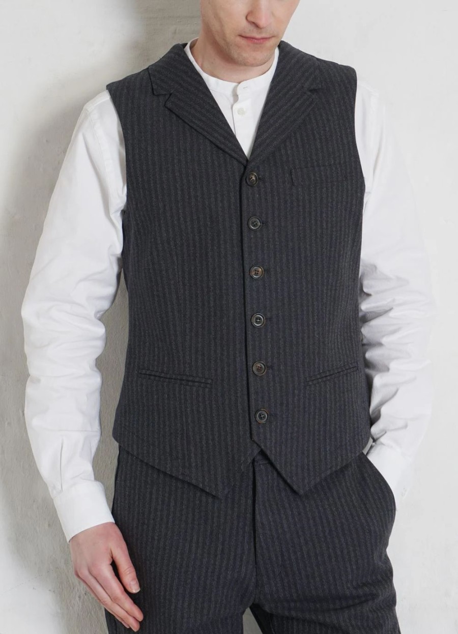 Tops * | Hansen Garments William | Lapel Waistcoat | Grey Pin