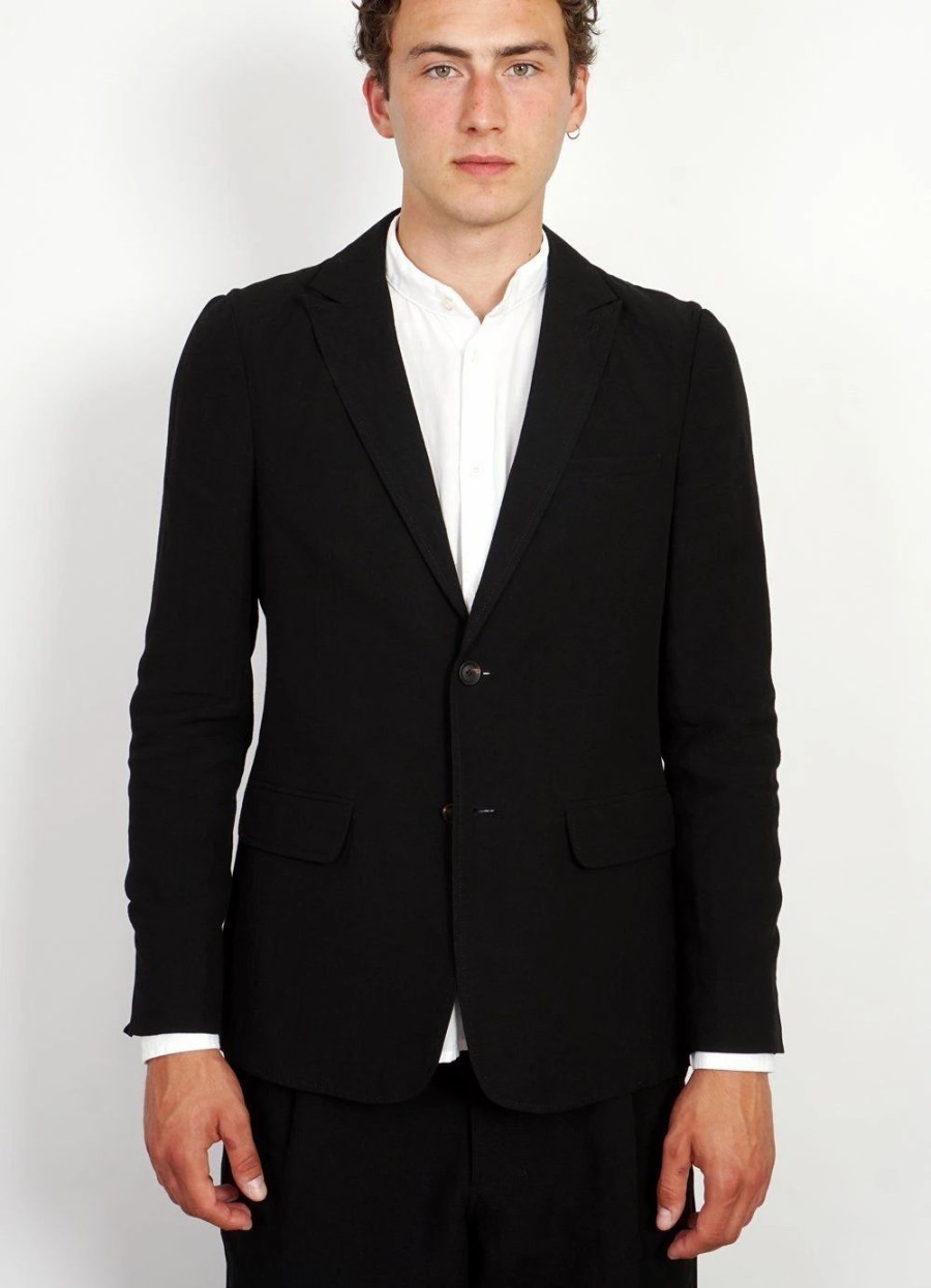 Tops * | Hansen Garments Christoffer | Two Button Blazer | Black