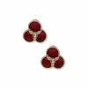 Watches & Jewelry * | The Jewelry Group Flower Button Siam Clip On Earrings Gold Tone