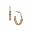 Watches & Jewelry * | The Jewelry Group C Hoop With Pave Pierced Earrings Gold Tone