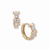 Watches & Jewelry * | The Jewelry Group Navette Round Stone Hoops Gold-Tone