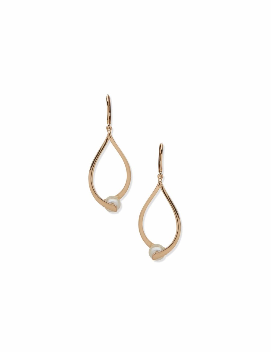 Watches & Jewelry * | The Jewelry Group Drop With Pegged Pearl Pierced Earrings Gold Tone