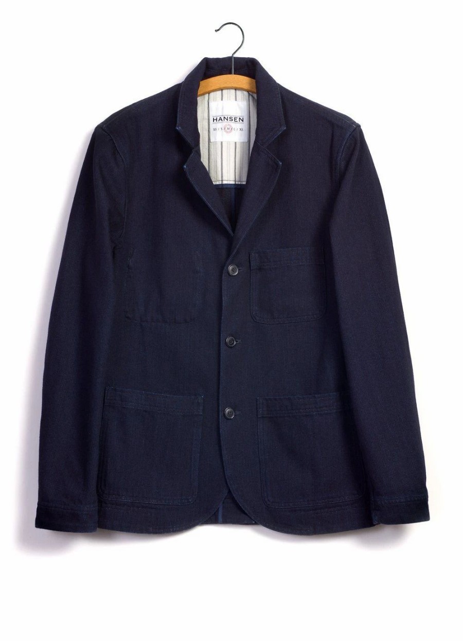 Tops * | Hansen Garments Nicolai | Informal 3-Button Blazer | Black Indigo