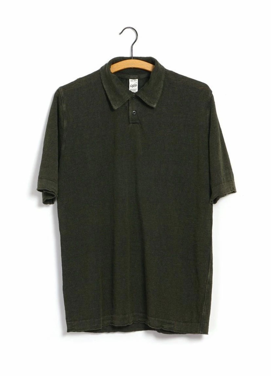 Tops * | G.R.P Polo | Short Sleeve 2-Button Polo | Dark Green Black