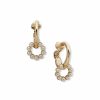 Watches & Jewelry * | The Jewelry Group Orbital Hoop With Halo Pearl Clip Earrings Gold Tone